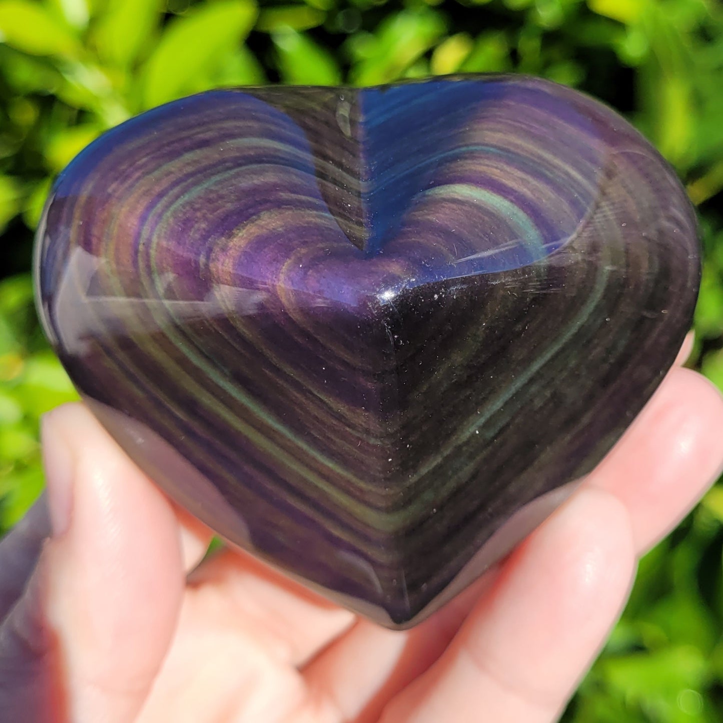 Rainbow Obsidian Heart Crystal, 184g, 3" x 2.6" x 1.5"