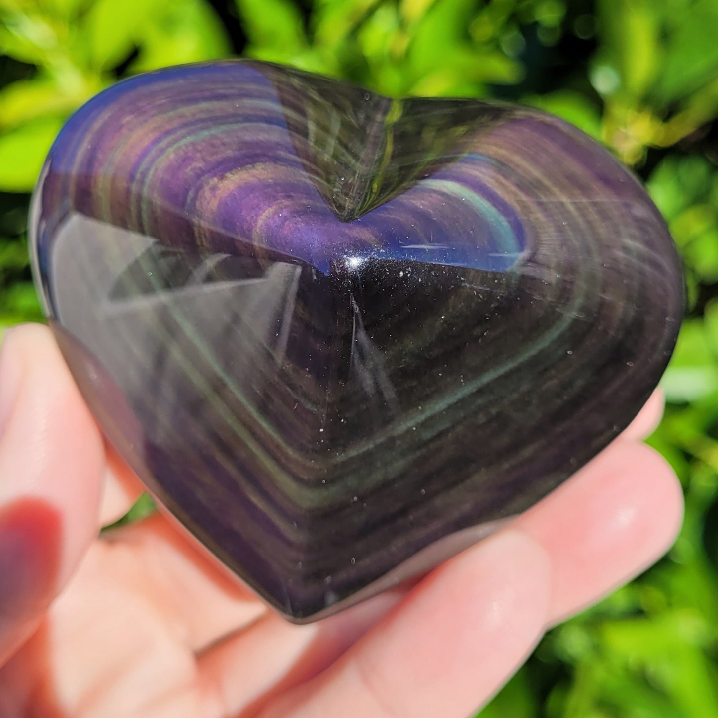 Rainbow Obsidian Heart Crystal, 184g, 3" x 2.6" x 1.5"