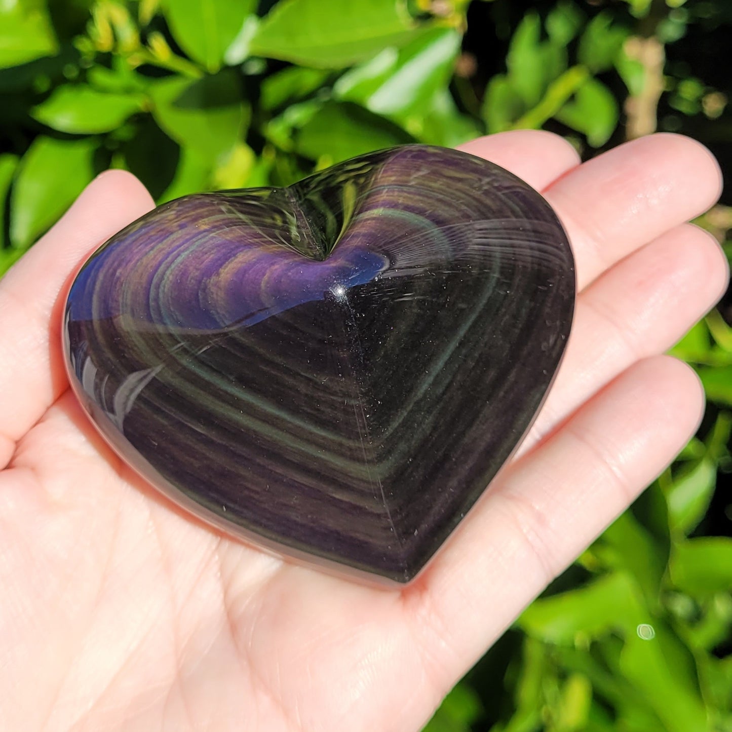 Rainbow Obsidian Heart Crystal, 184g, 3" x 2.6" x 1.5"