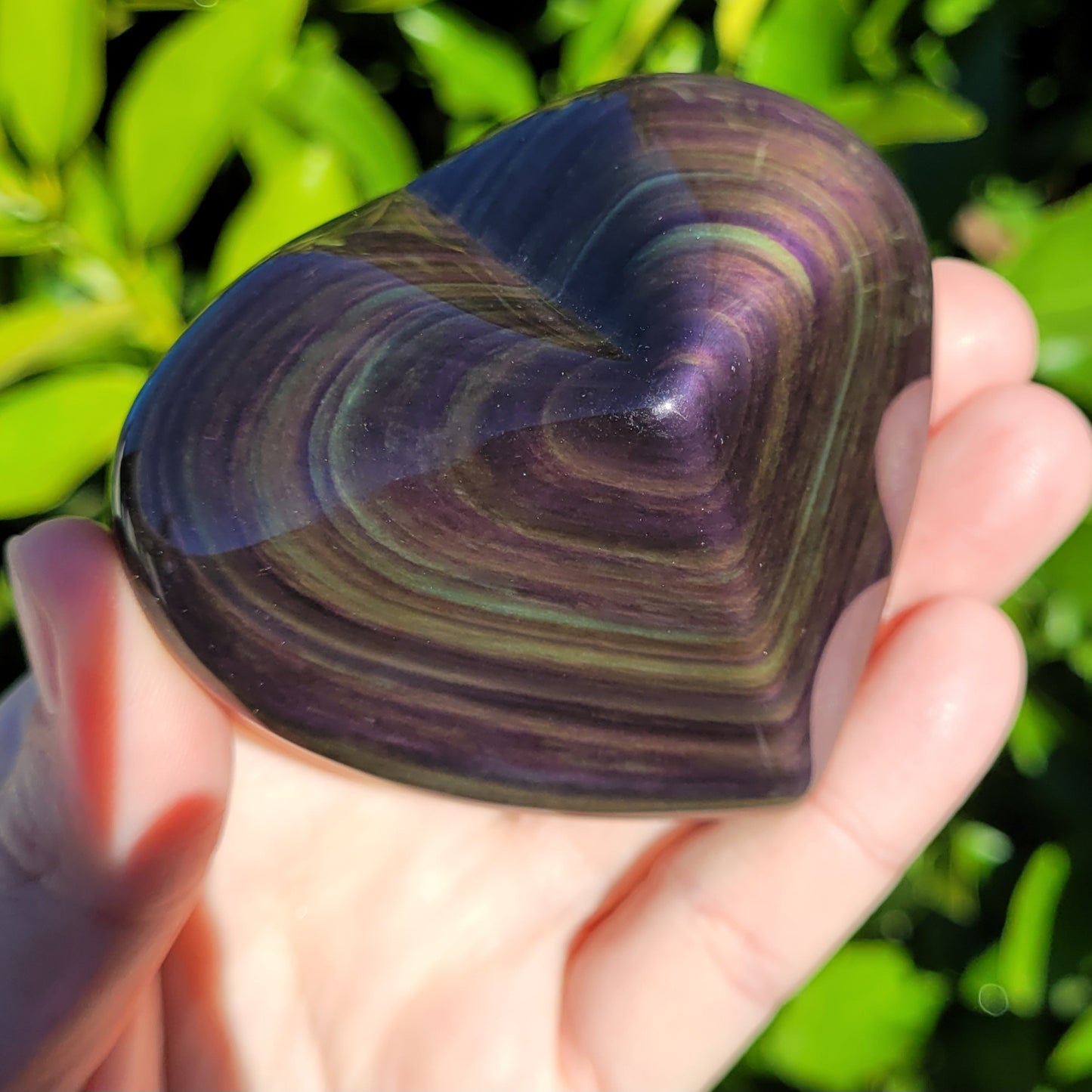 Rainbow Obsidian Heart Crystal, 184g, 3" x 2.6" x 1.5"