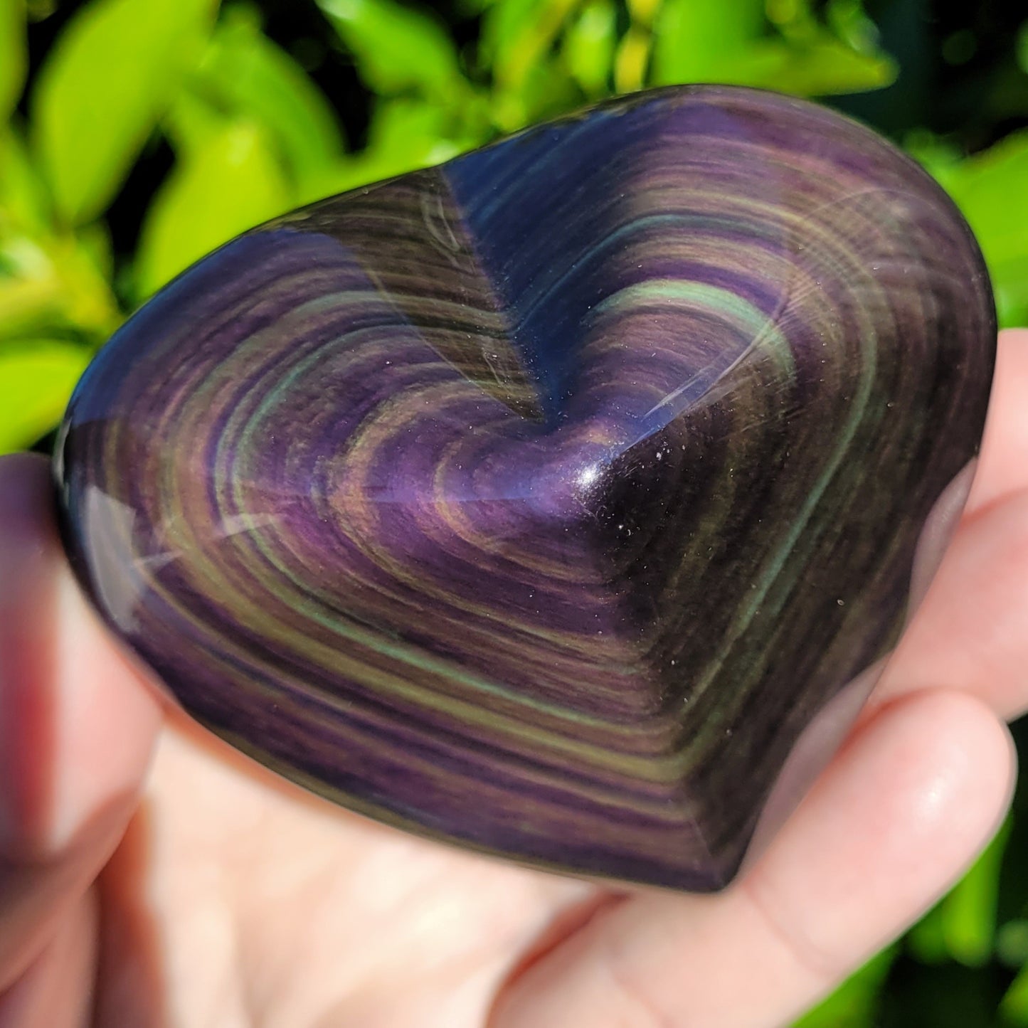 Rainbow Obsidian Heart Crystal, 184g, 3" x 2.6" x 1.5"