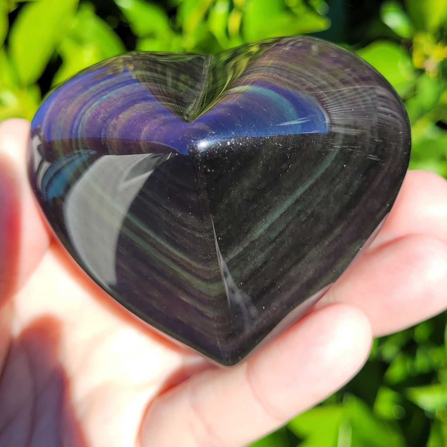 Rainbow Obsidian Heart Crystal, 184g, 3" x 2.6" x 1.5"