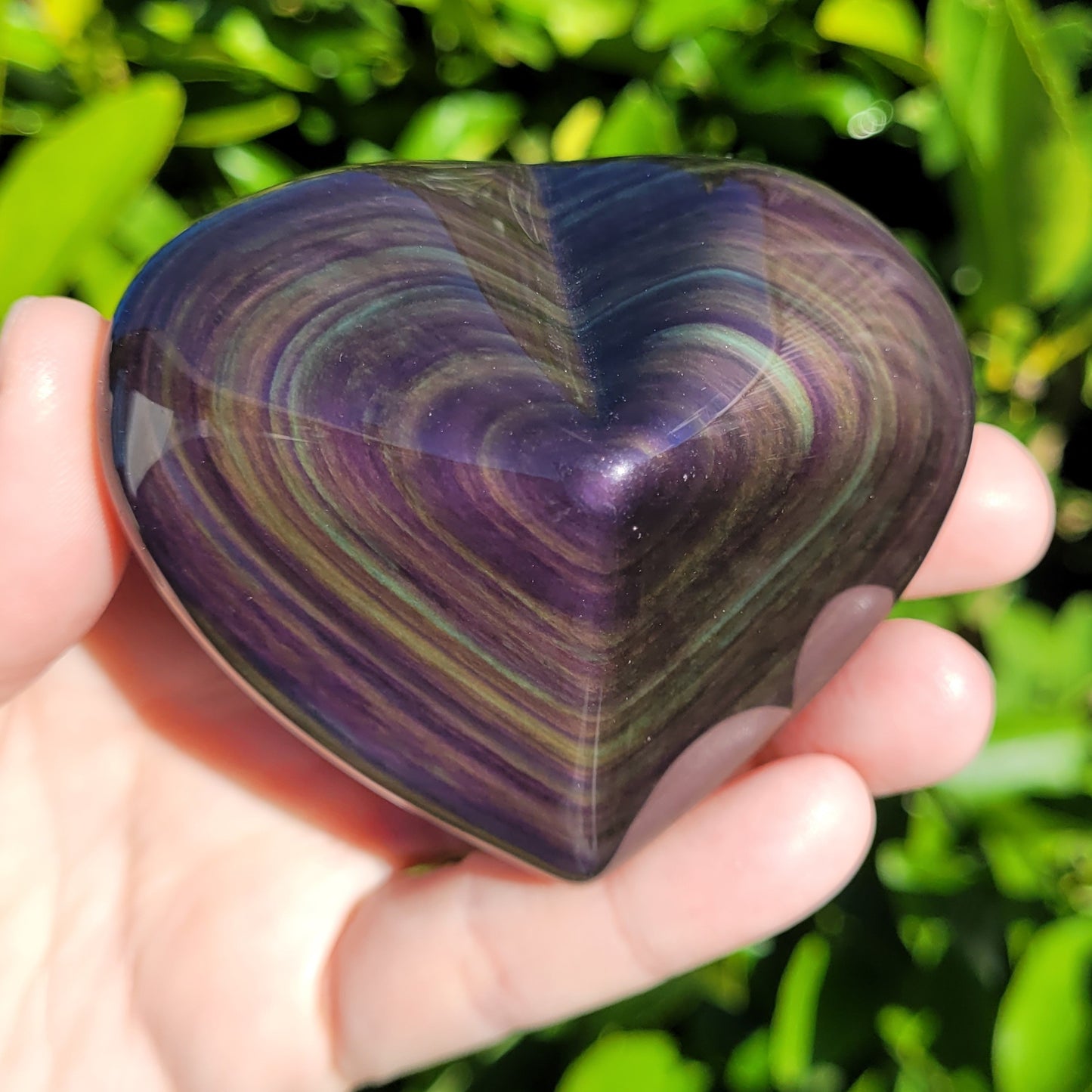 Rainbow Obsidian Heart Crystal, 184g, 3" x 2.6" x 1.5"