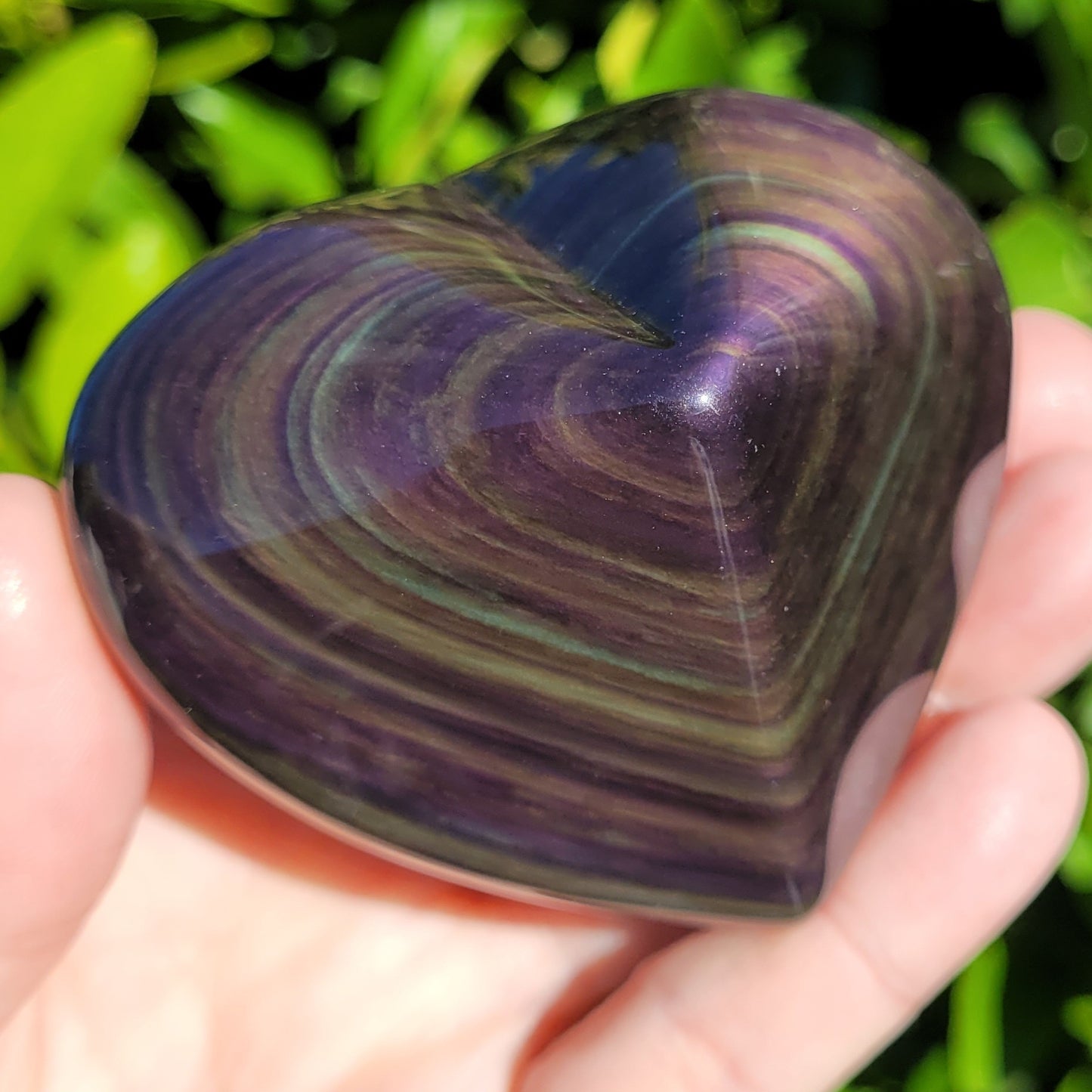 Rainbow Obsidian Heart Crystal, 184g, 3" x 2.6" x 1.5"