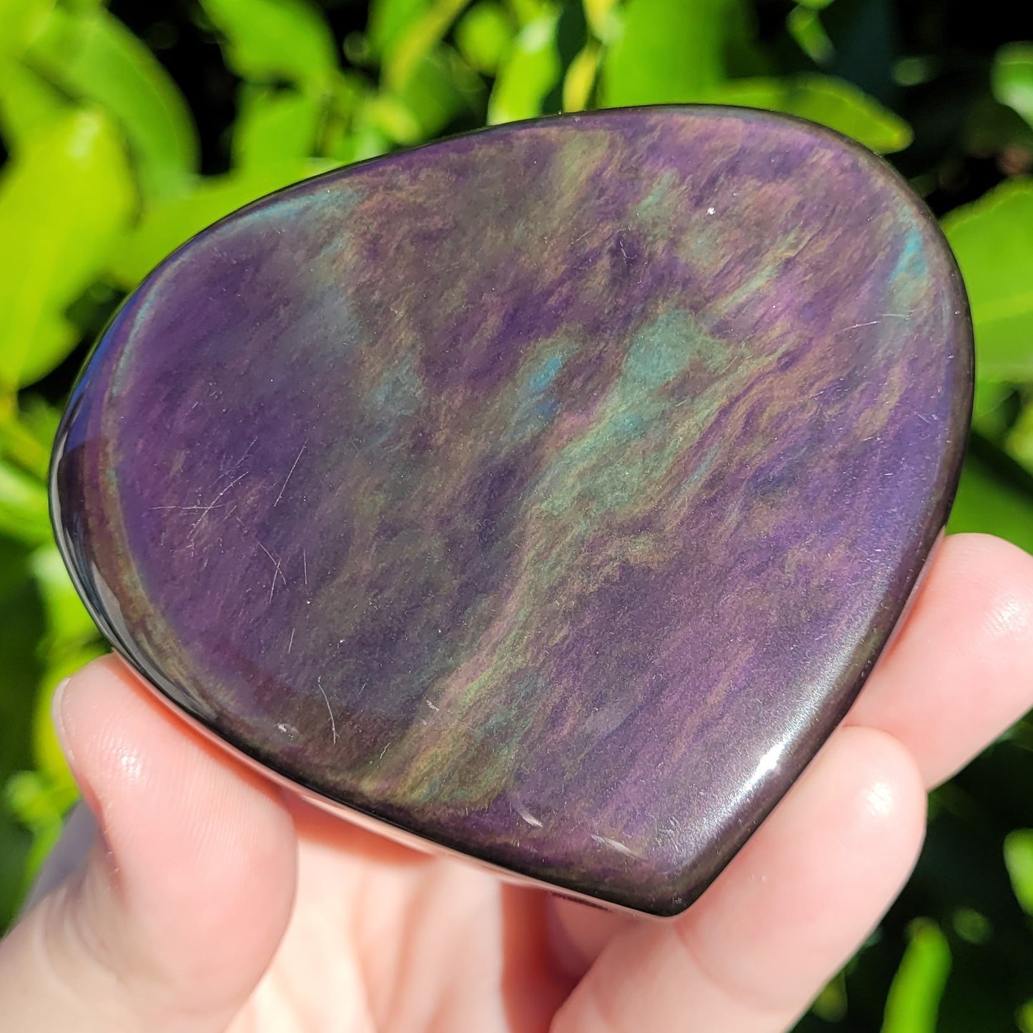 Rainbow Obsidian Heart Crystal, 184g, 3" x 2.6" x 1.5"