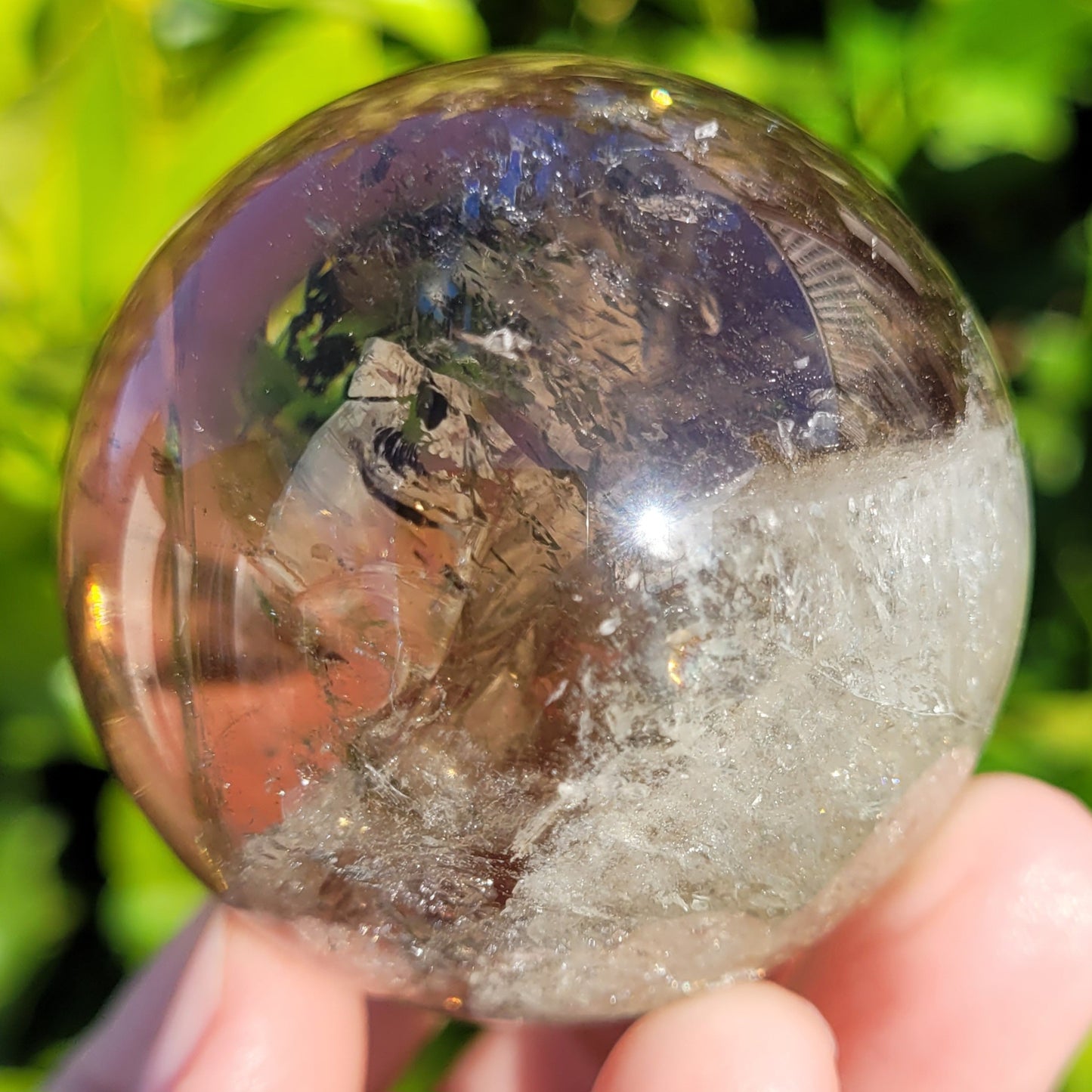 Smokey Quartz Crystal Sphere with Rainbows, 194g, 52mm, 2" (#15)