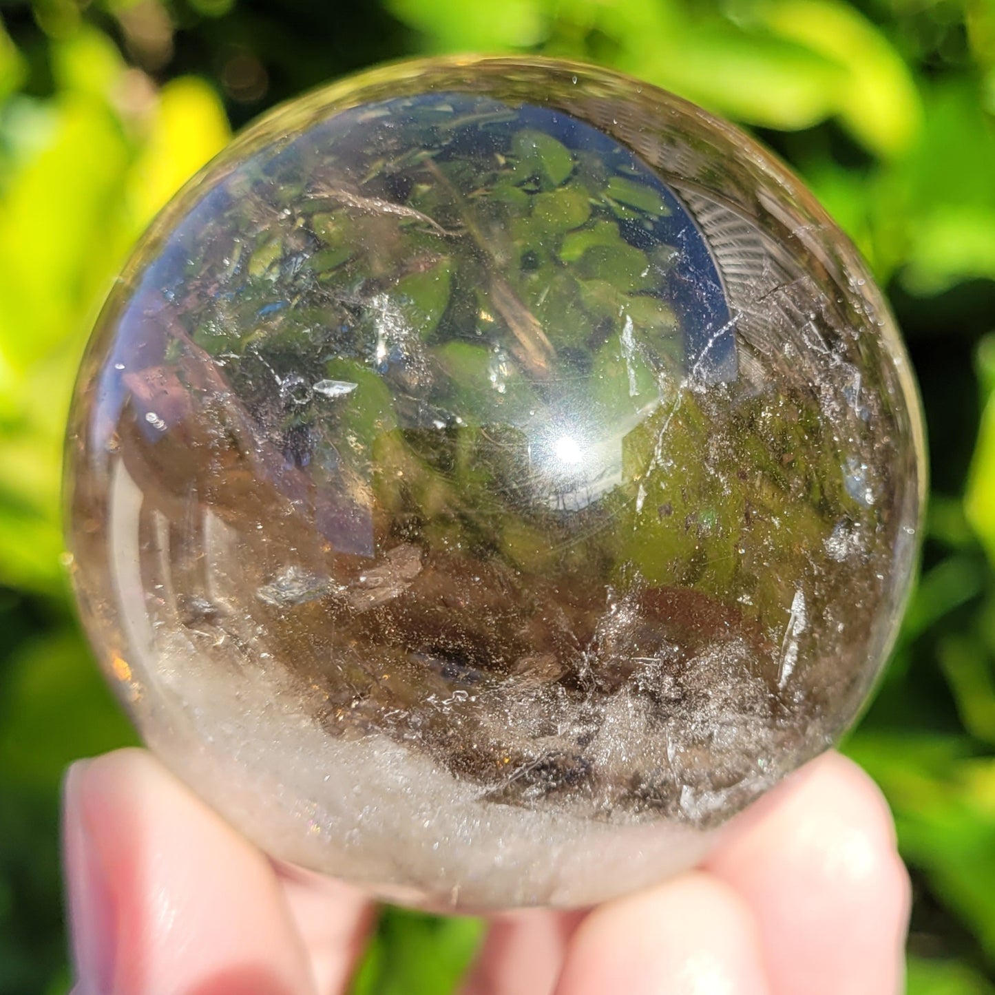 Smokey Quartz Crystal Sphere with Rainbows, 194g, 52mm, 2" (#15)