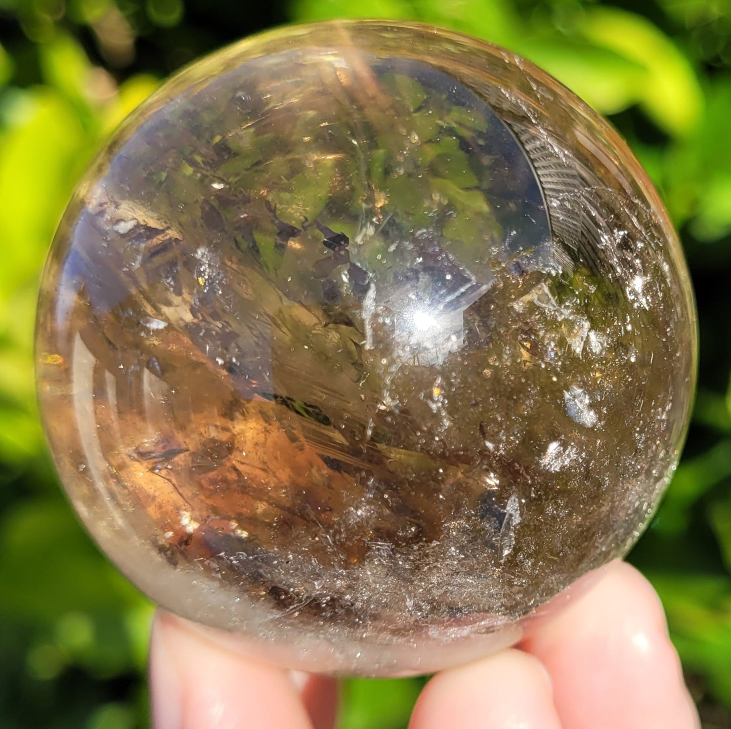 Smokey Quartz Crystal Sphere with Rainbows, 194g, 52mm, 2" (#15)