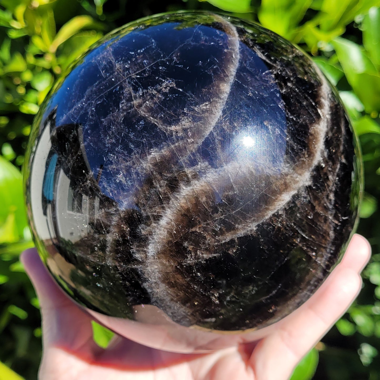 Large Black Rose Quartz Sphere, 7.7lb, 3501g, 136mm, 5.4"