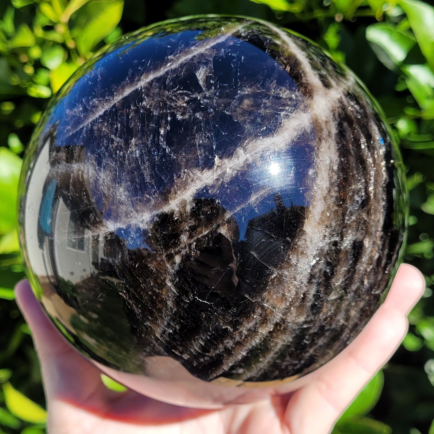 Large Black Rose Quartz Sphere, 7.7lb, 3501g, 136mm, 5.4"