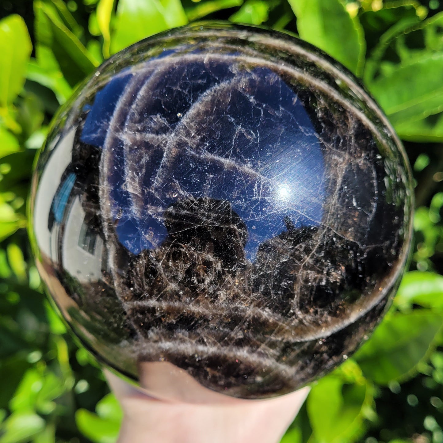 Large Black Rose Quartz Sphere, 7.7lb, 3501g, 136mm, 5.4"