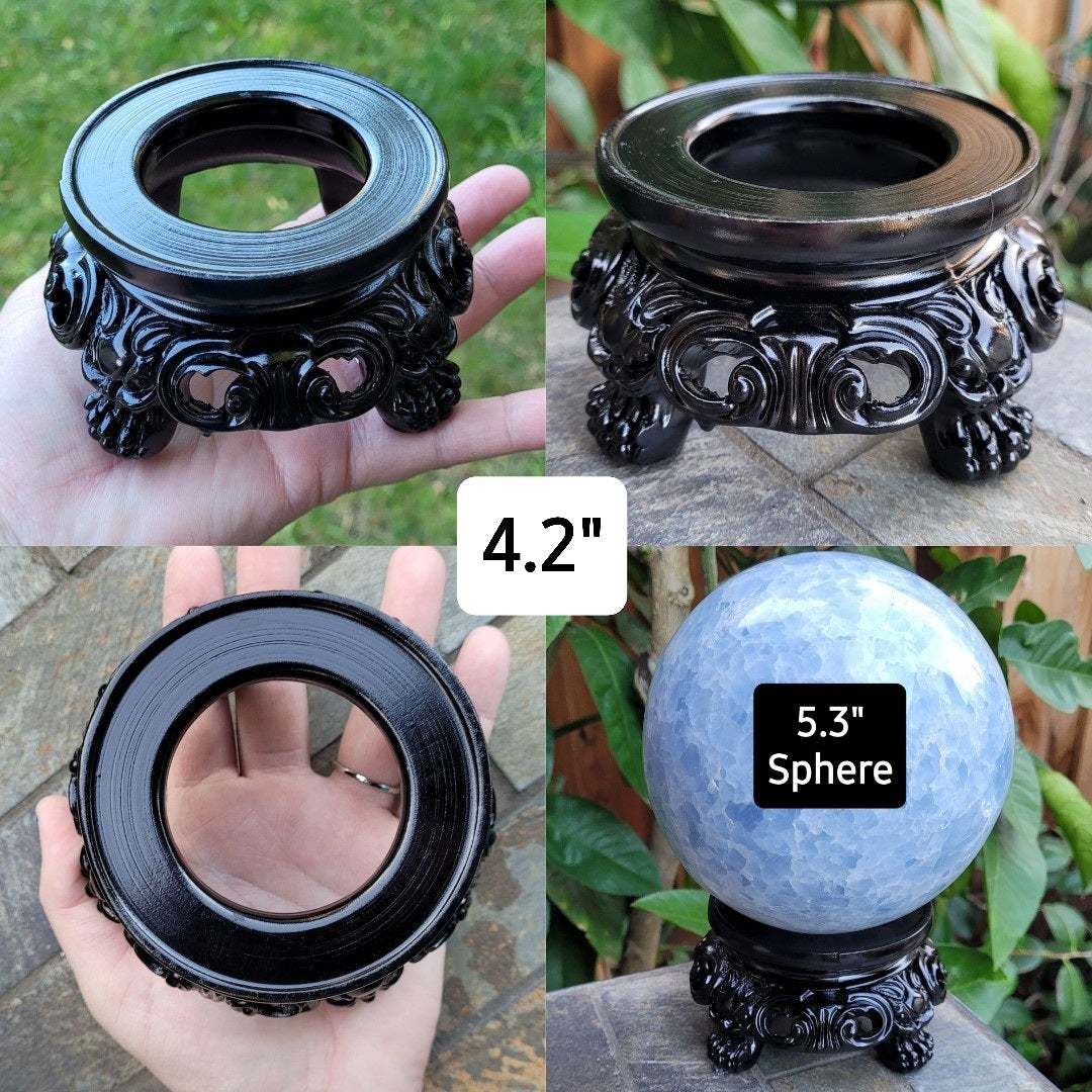 Fancy Black Sphere Display Stands in 6 Sizes, for Crystal Balls 1.9" to 9"