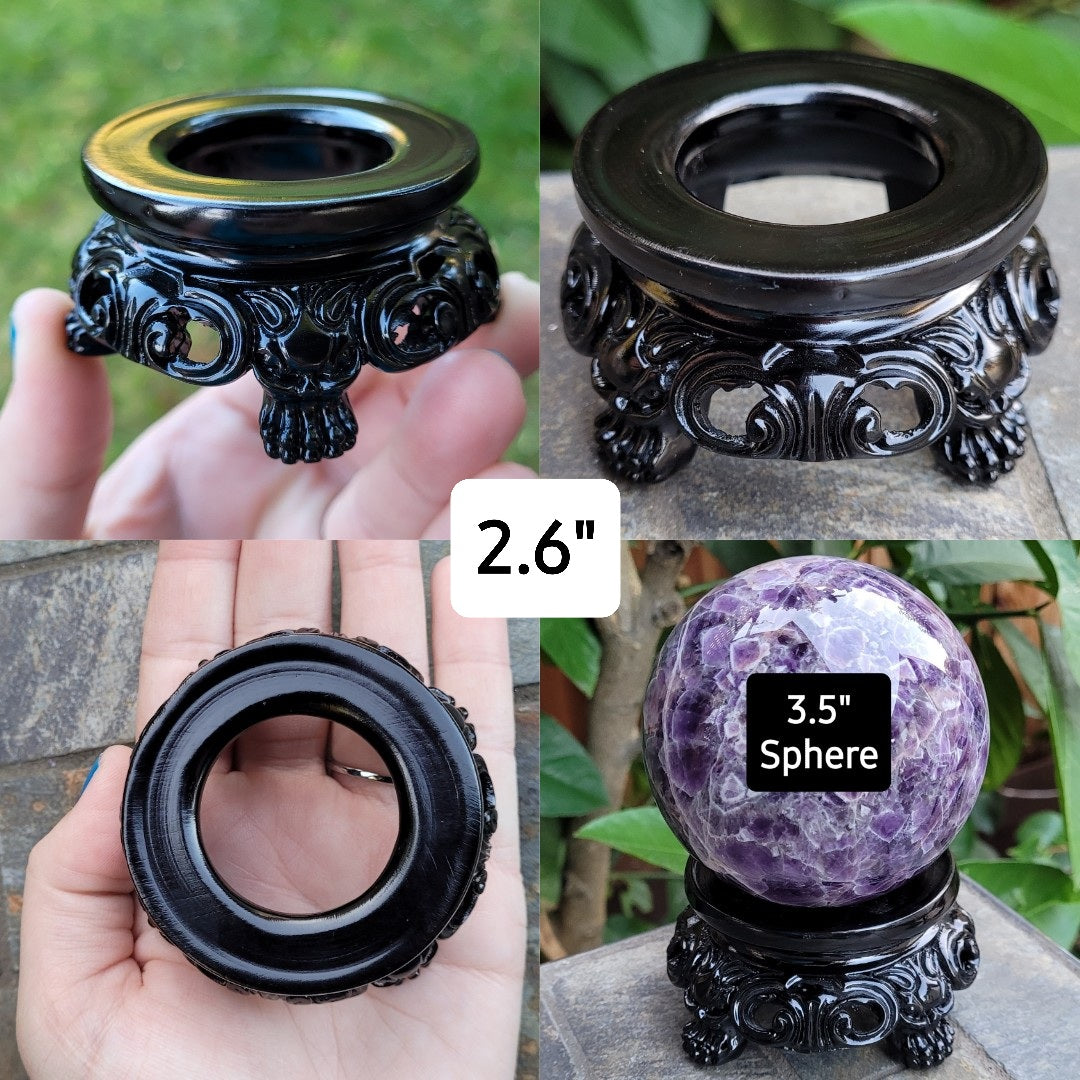 Fancy Black Sphere Display Stands in 6 Sizes, for Crystal Balls 1.1" to 9" (28mm to 230mm+)