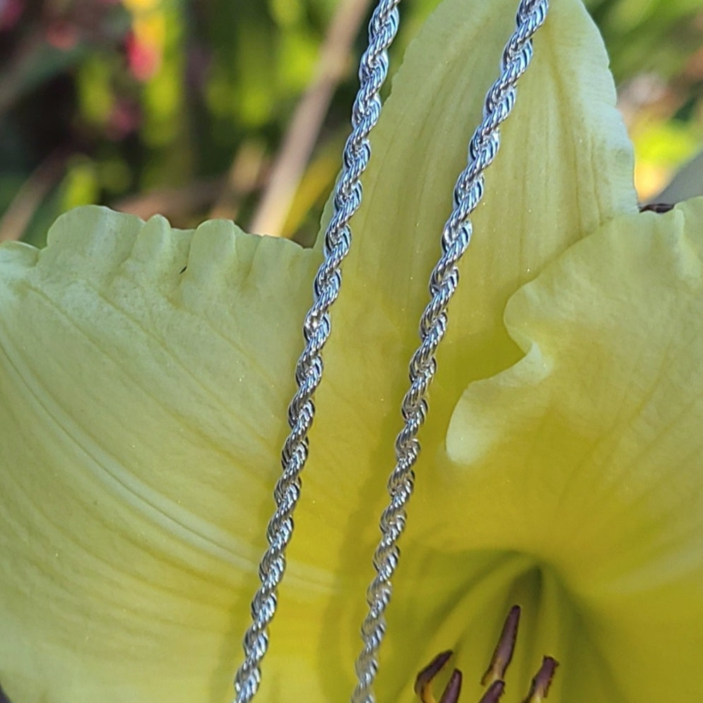 Sterling Silver Plated .925 Rope Chain with Lobster Claw, in 2mm or 4mm and 16" 18" 20" 22" 24"