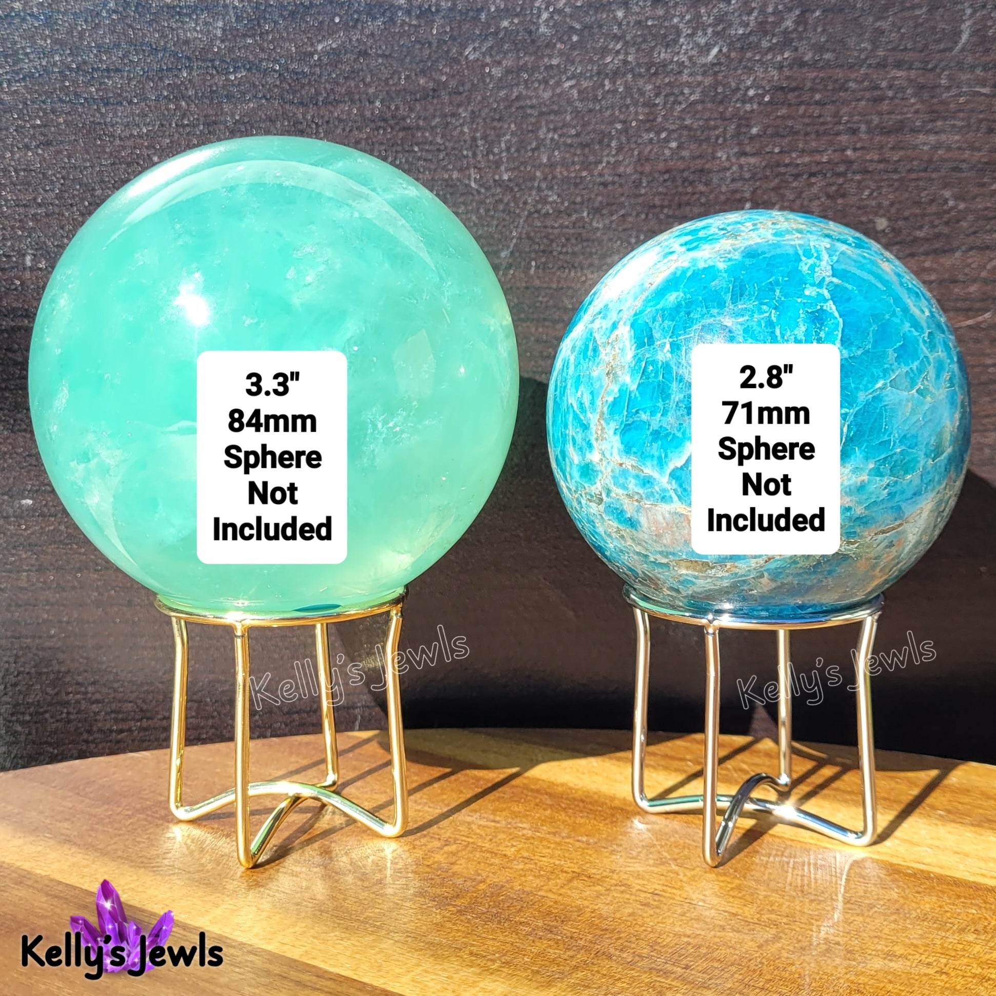 Simple Metal Sphere Display Stand in Silver or Gold for Spheres 1.9" to 4"