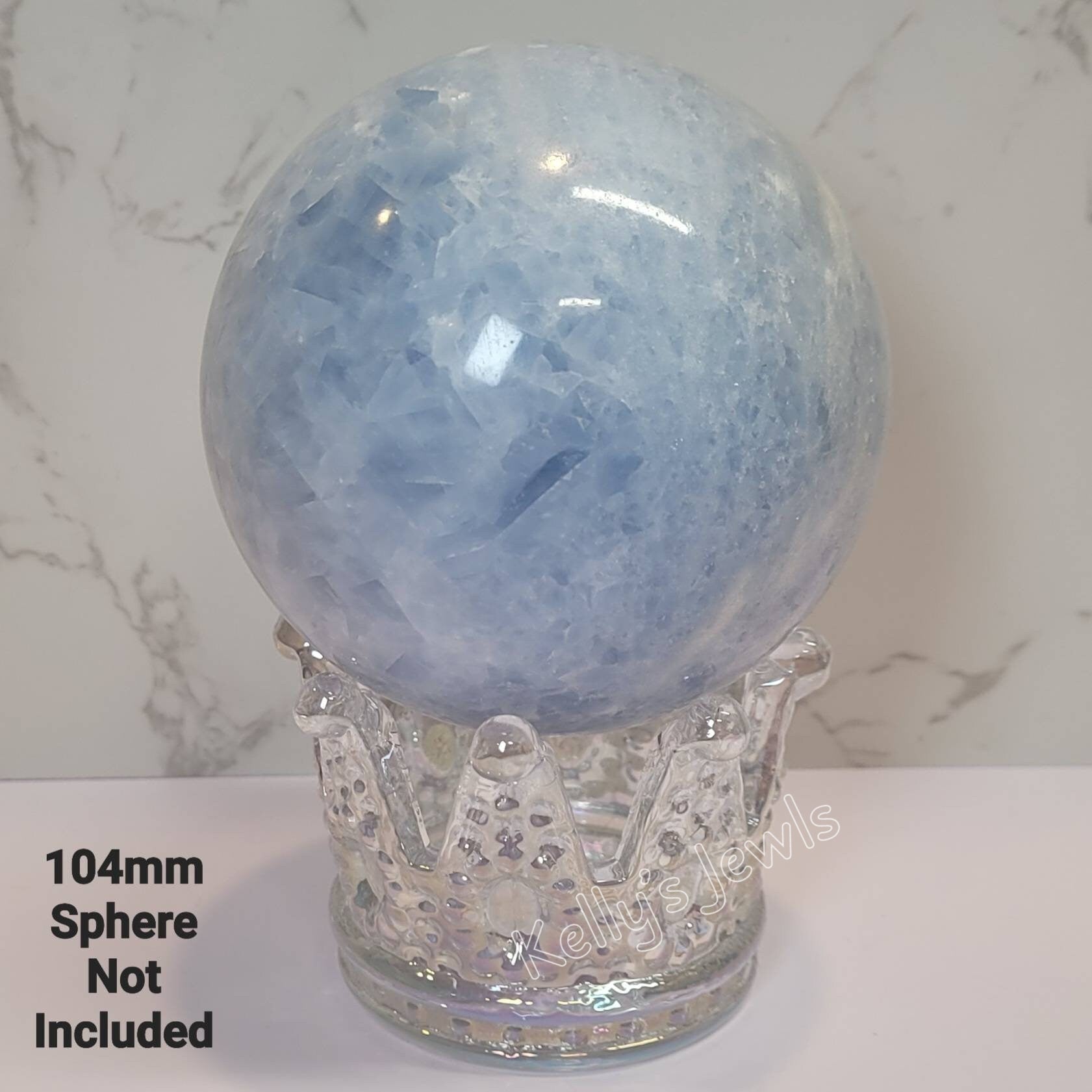 Angel Aura Glass Crown Sphere Display Stand for Spheres, Balls or Eggs 2.4" to 8" (61mm to 205mm)
