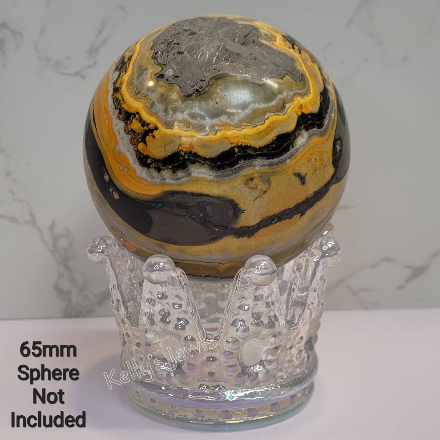 Angel Aura Glass Crown Sphere Display Stand for Spheres, Balls or Eggs 2.4" to 8" (61mm to 205mm)