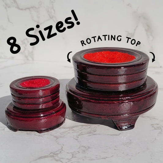 Rotating Wood Sphere Stands in 8 Sizes, for Crystal Balls 3" to 25"