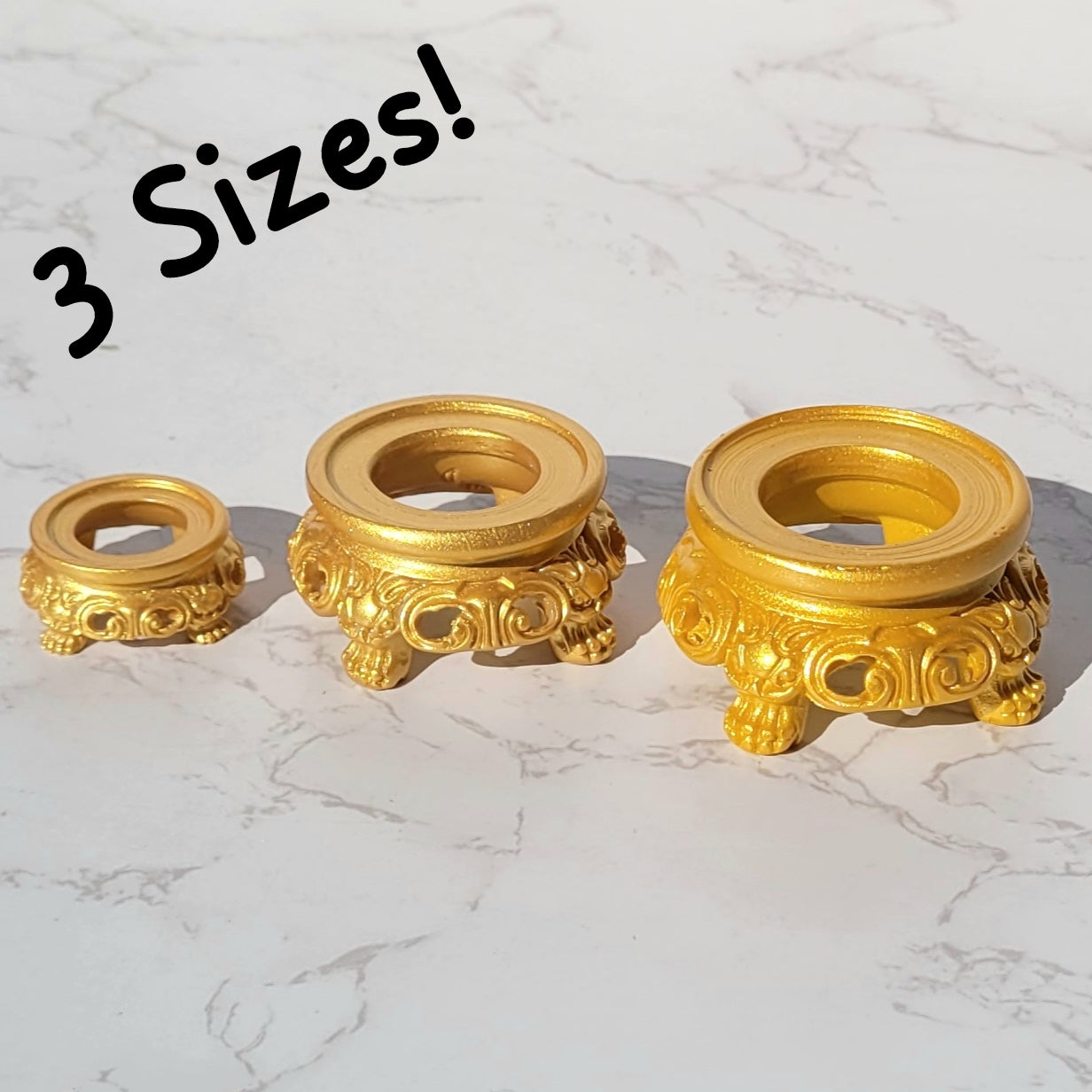 Gold resin decorative sphere stands