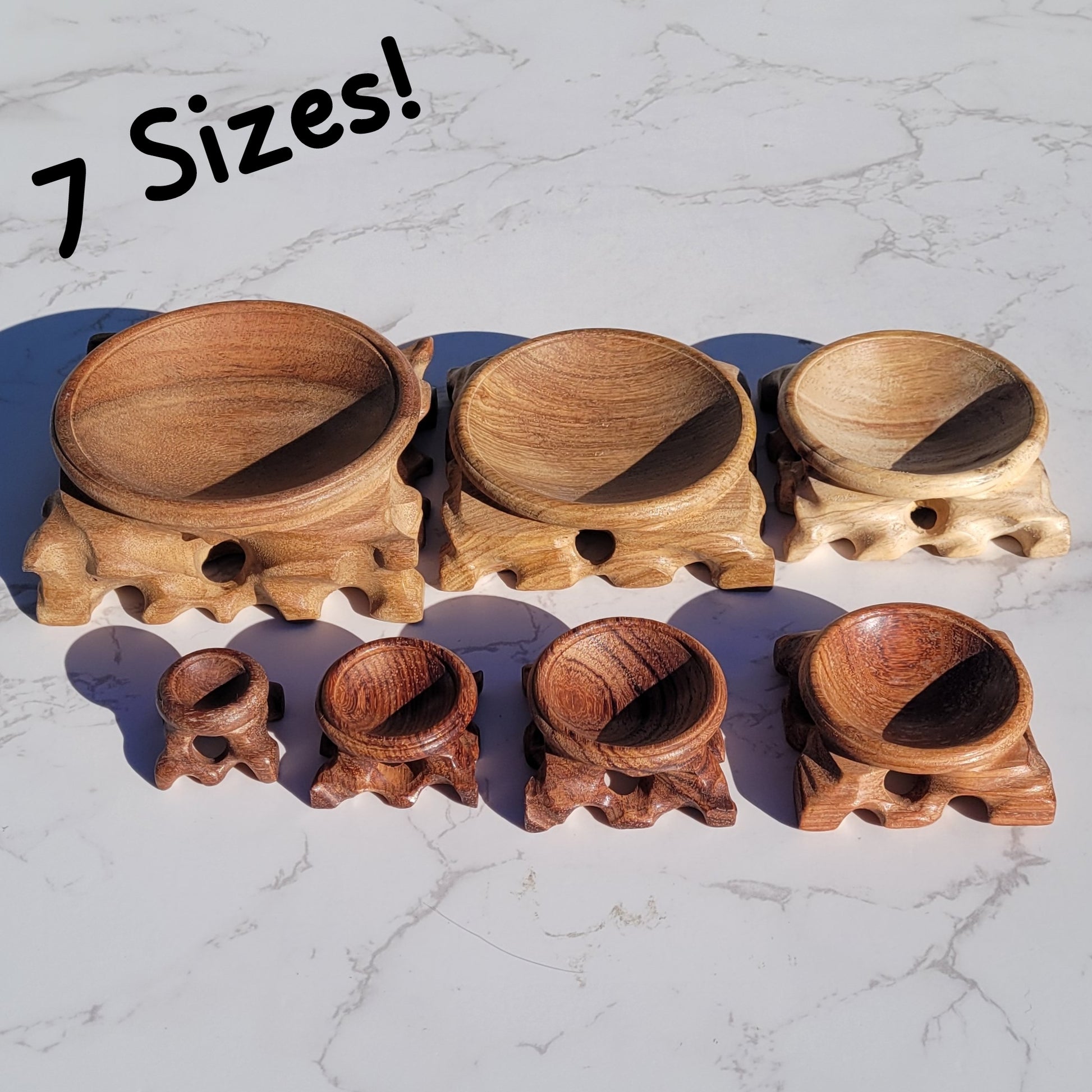 Acid branch wood sphere stand in 7 heavy duty sphere stand sizes