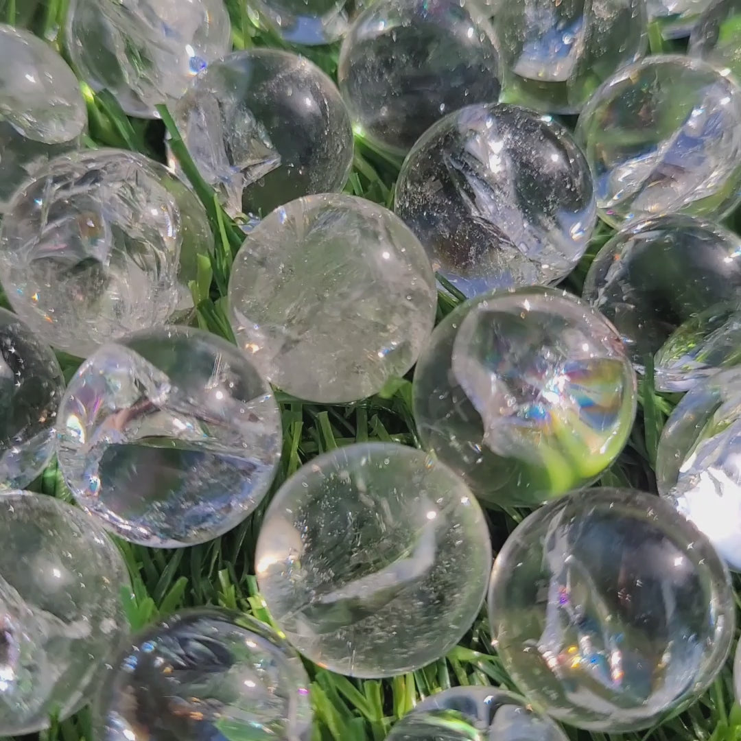 Video of Clear Quartz Crystal Mini Spheres, 15mm to 17mm