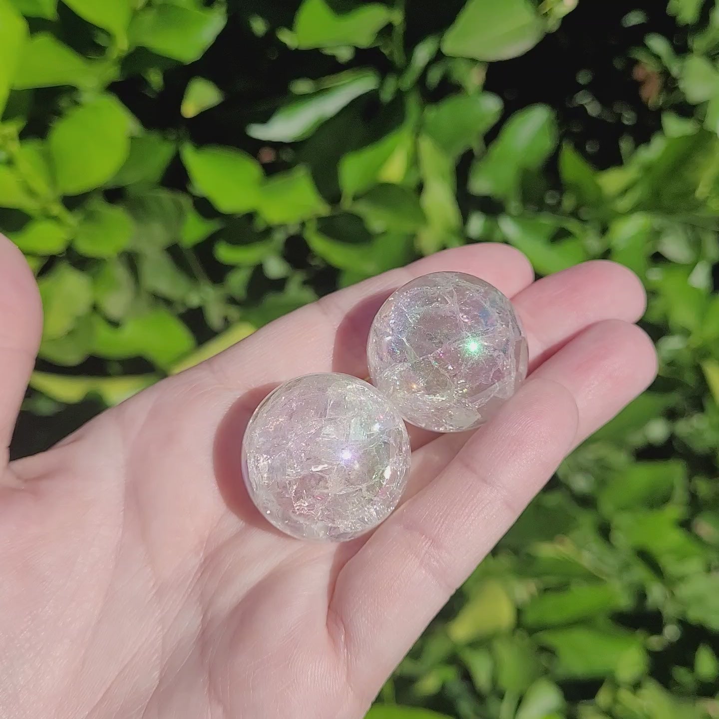 Angel Aura Clear Crackle Quartz Sphere, 29mm to 31mm