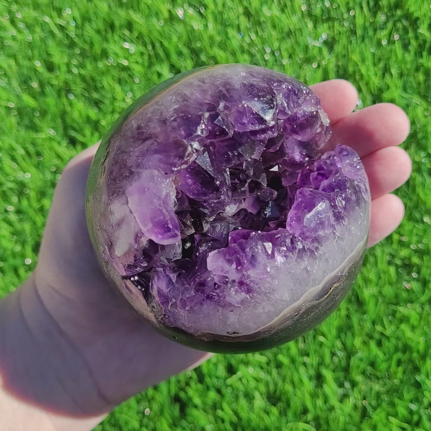 video of Amethyst Geode Crystal Sphere