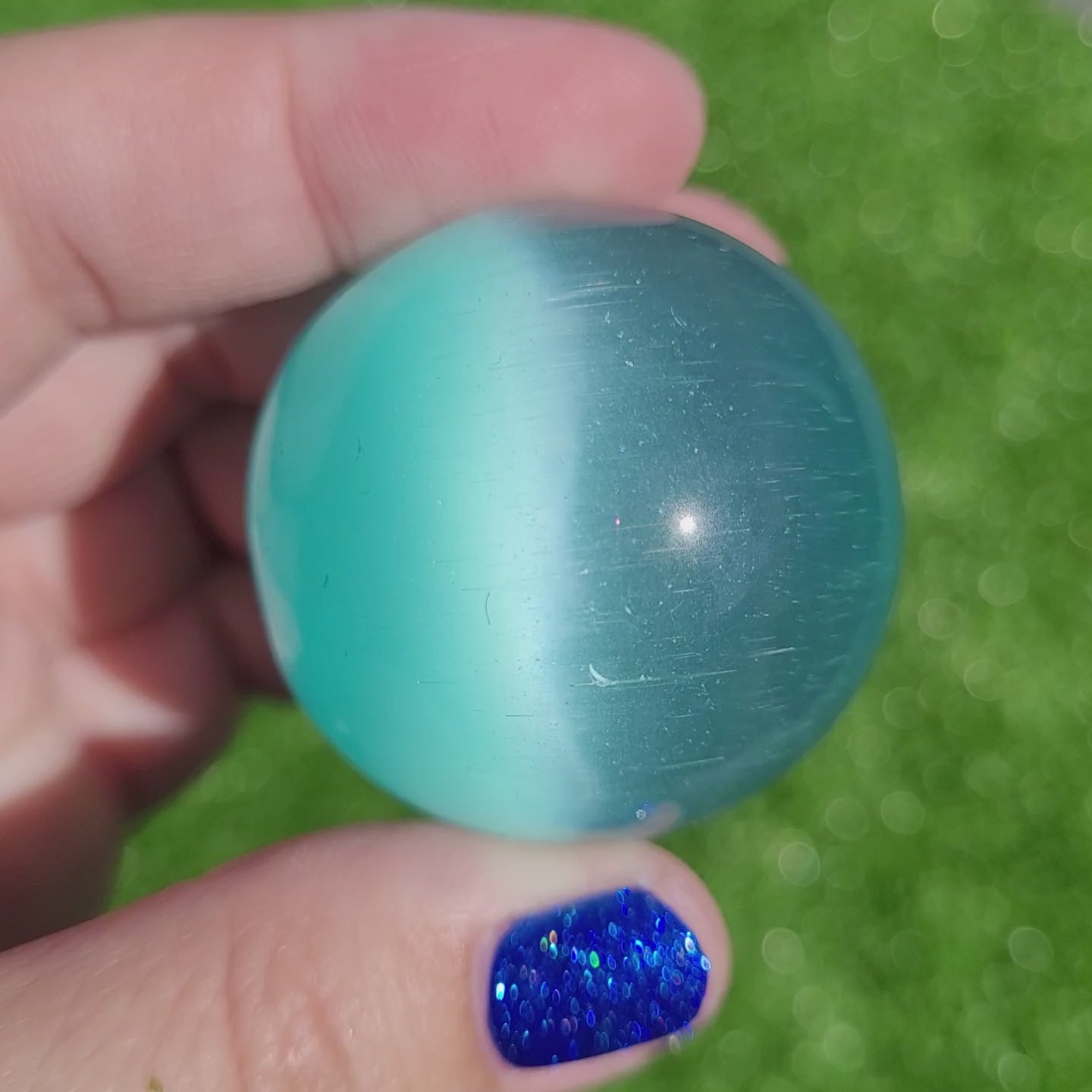 Teal Blue Cats Eye Sphere