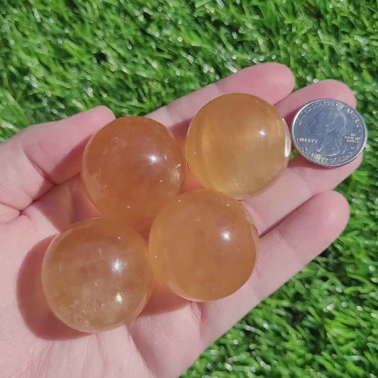 Honey Calcite Spheres