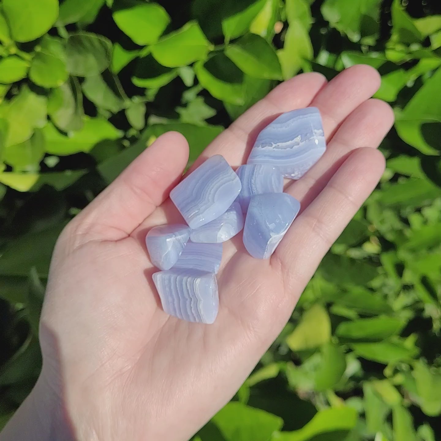 Video of Blue Lace Agate Crystal Tumble, 1" to 1.5" 