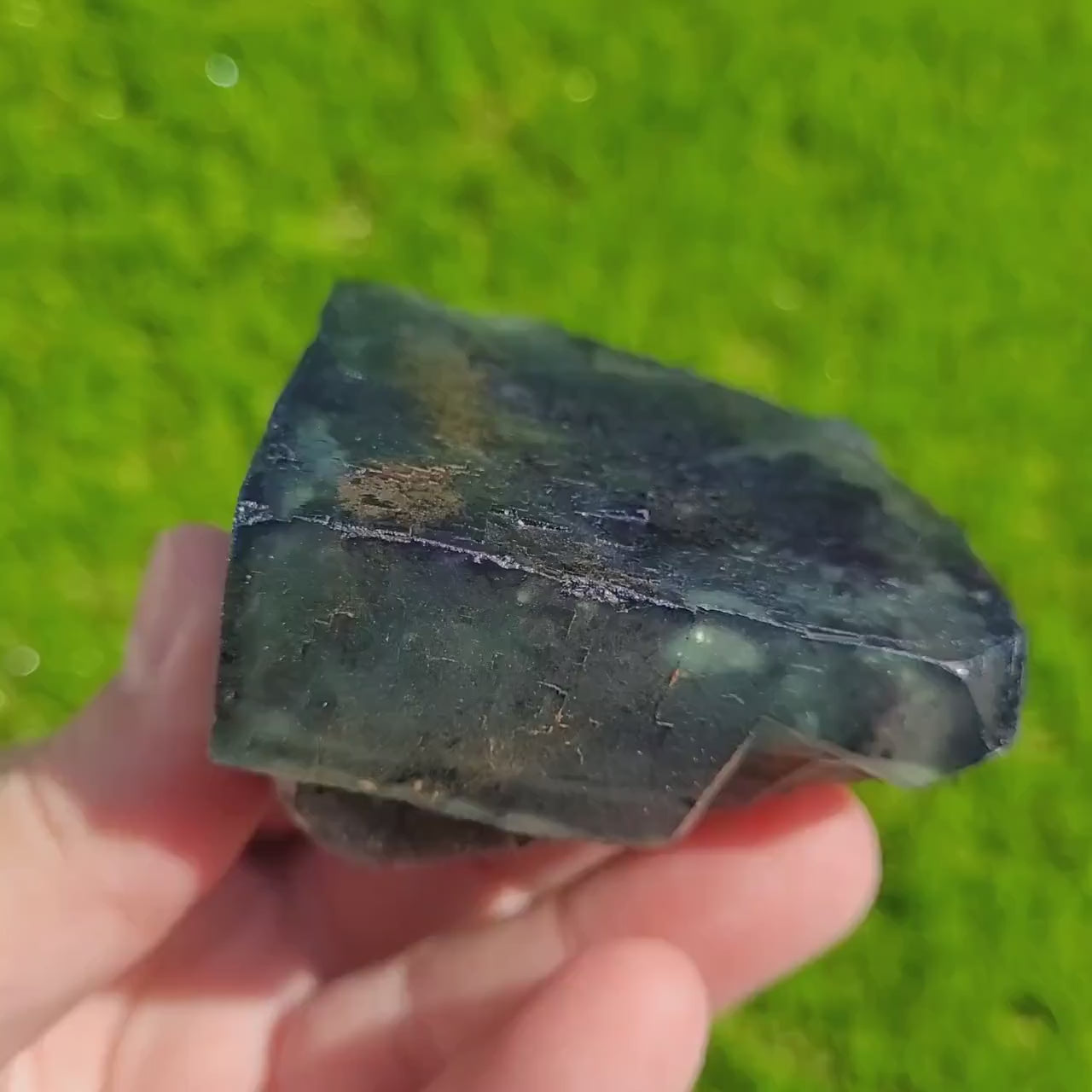 Greenish Blue Cubic Fluorite Raw Crystal