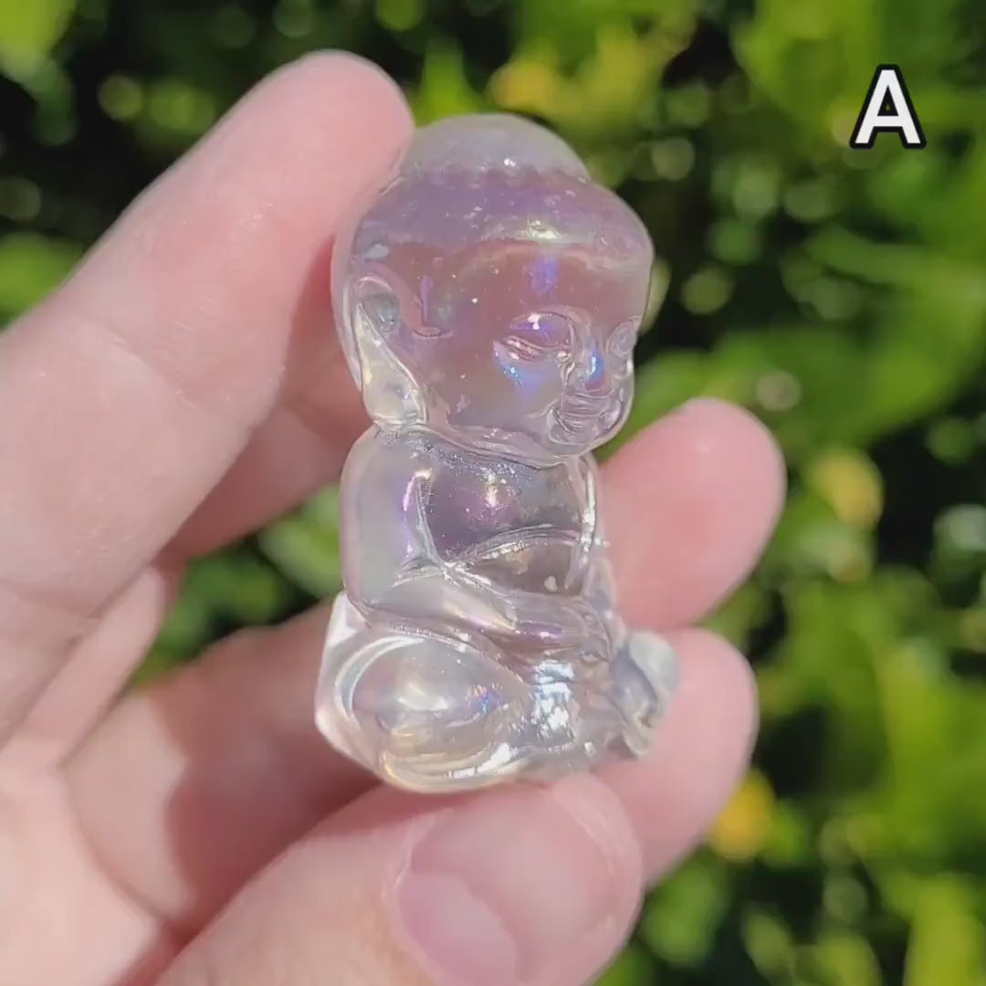 Angel Aura Clear Quartz Buddha 