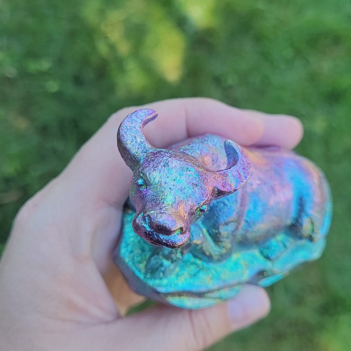 Bismuth Bull in Purple Blue