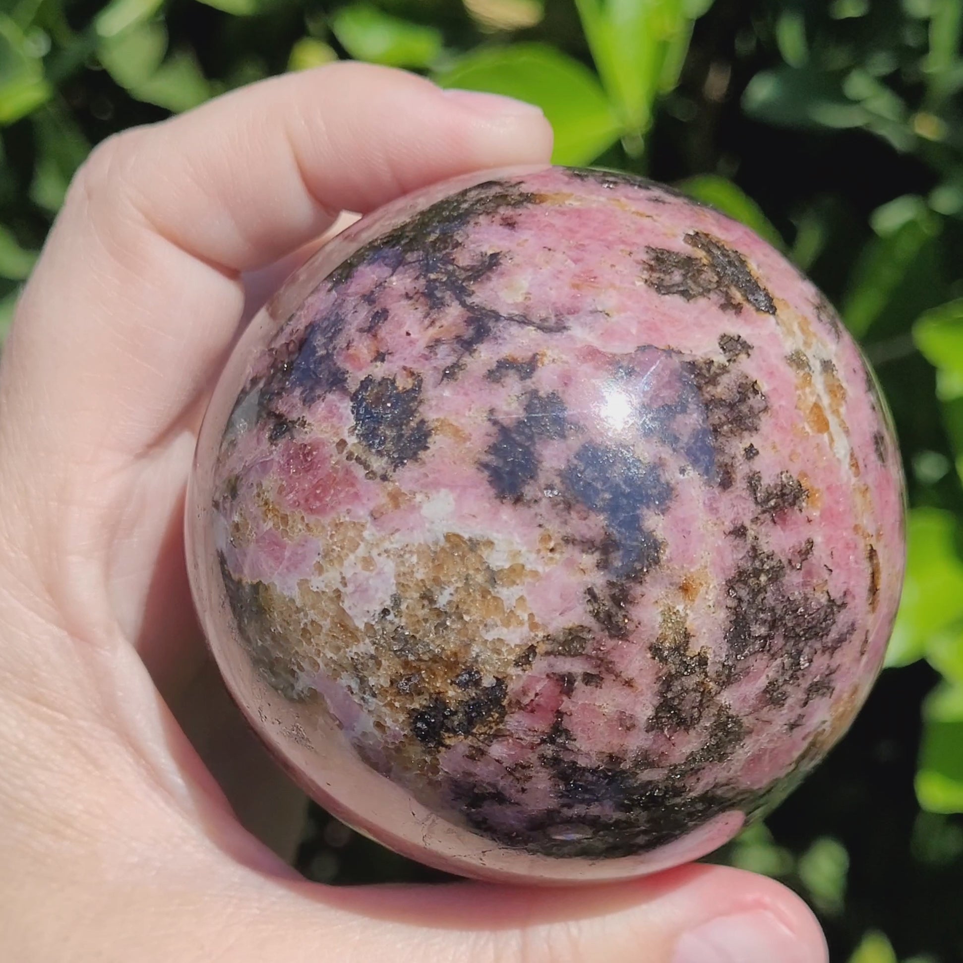 Rhodonite crystal ball