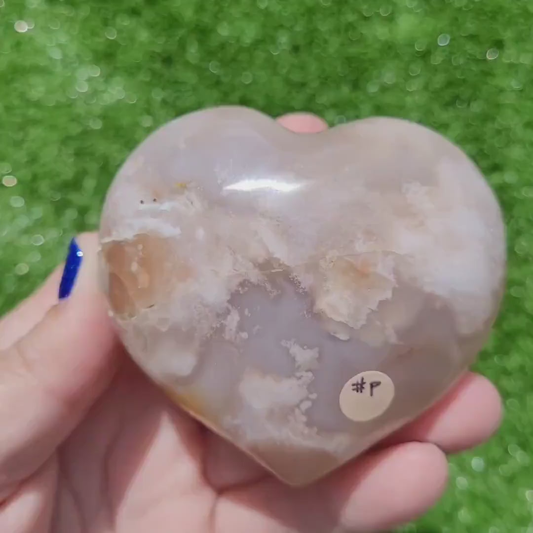 Flower Agate Heart Crystals