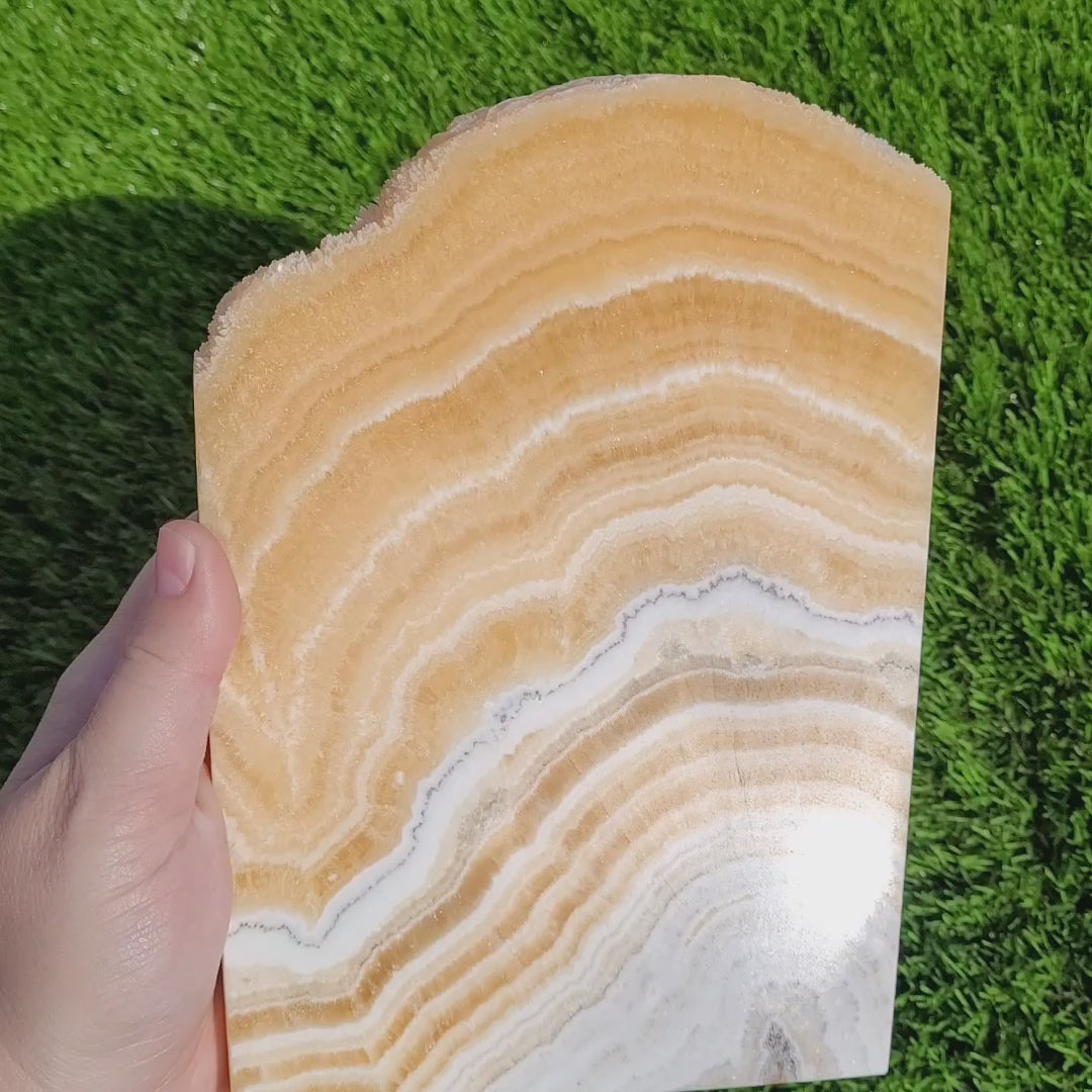 Orange Calcite Crystal Slab