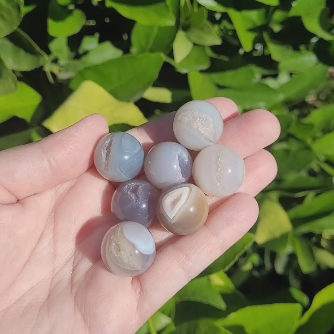 Video of Mostly gray Druzy Agate Mini Crystal Sphere, .8", 19mm to 20mm