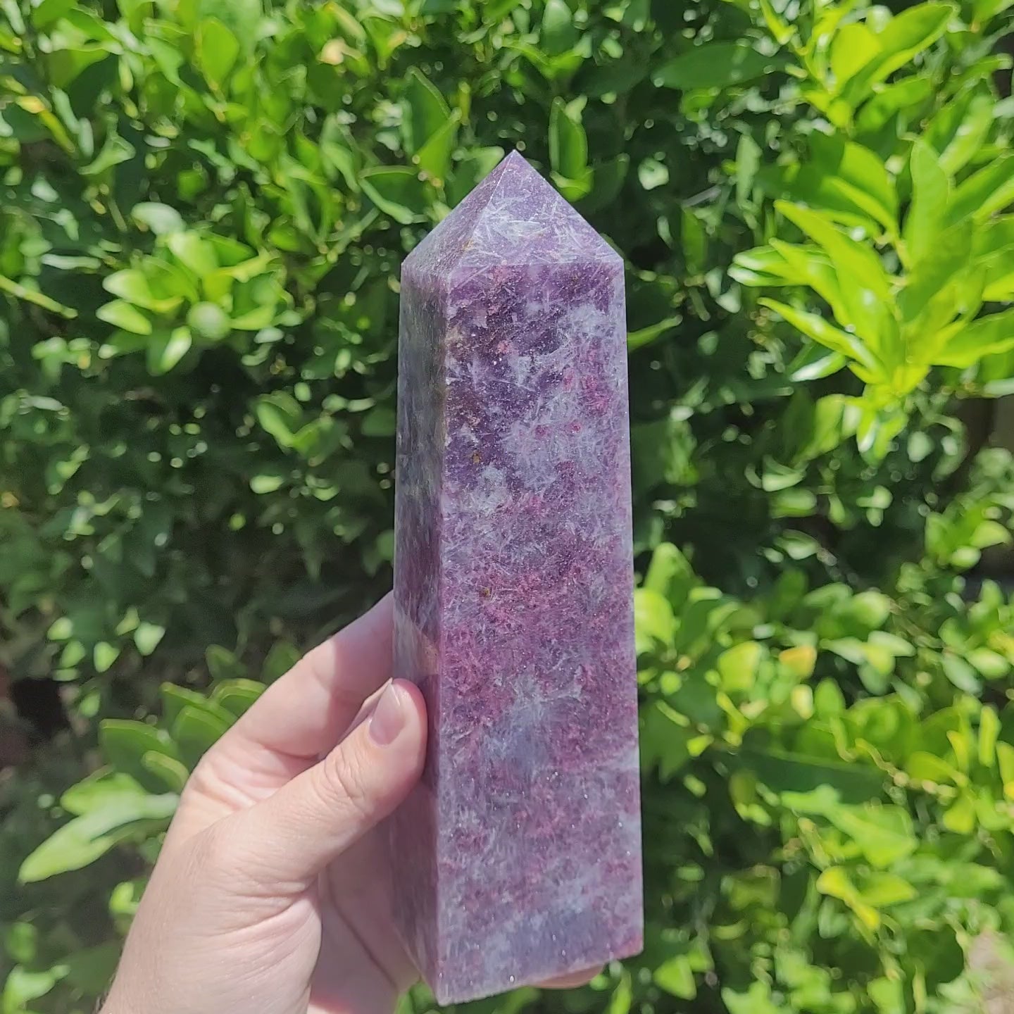 Unicorn Stone Crystal Tower, 7.3" Lepidolite and Pink Tourmaline