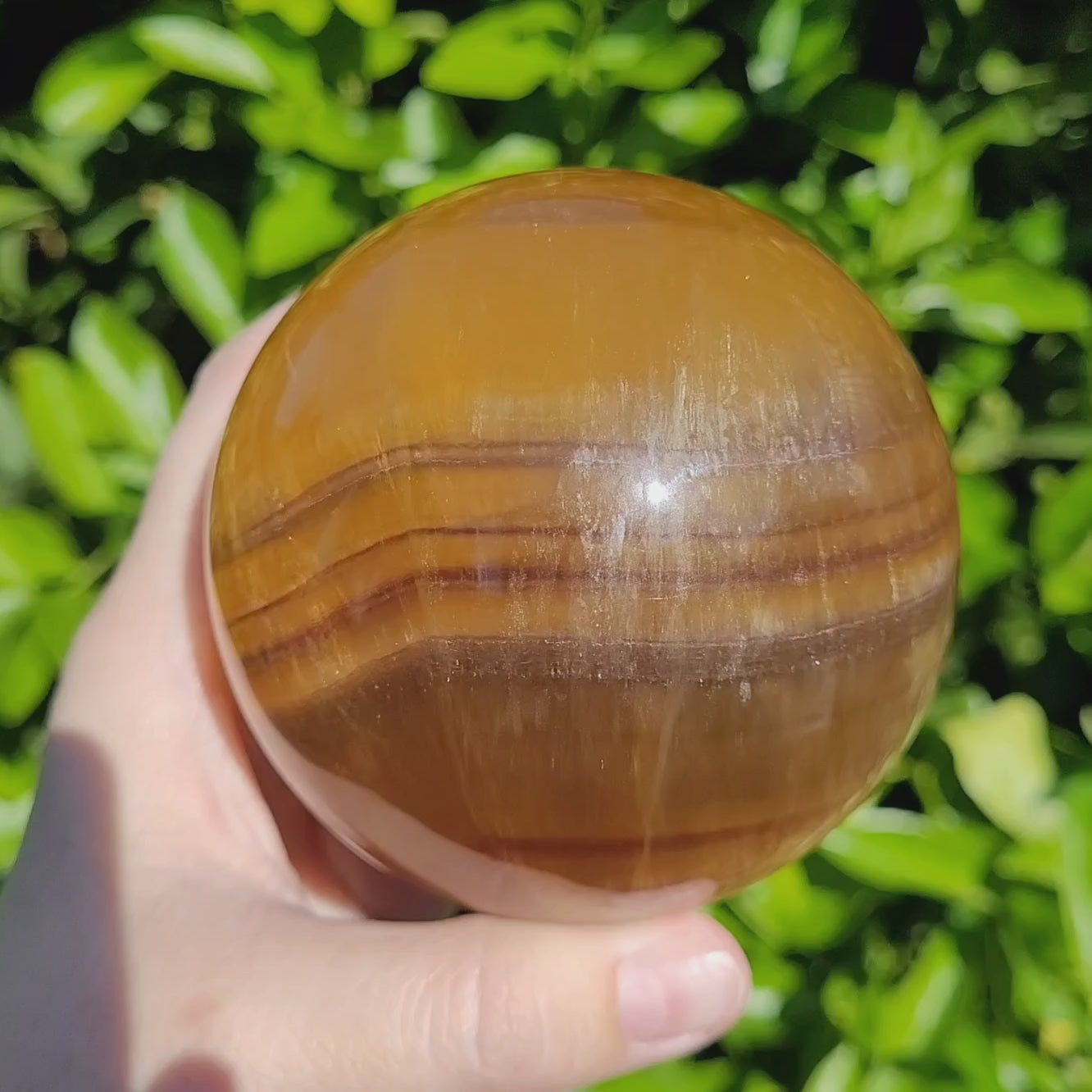 Yellow Banded Fluorite Crystal ball