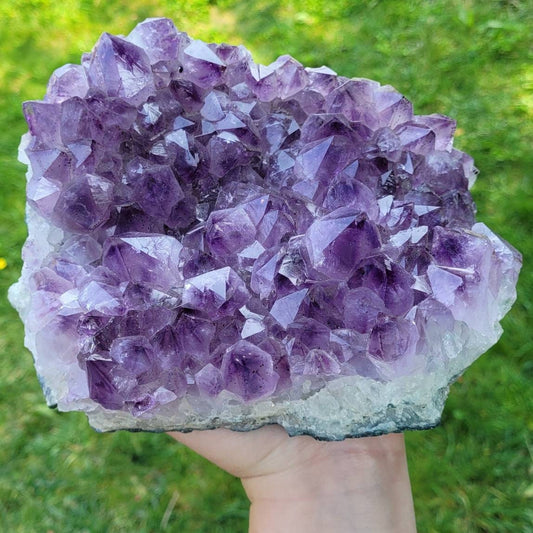 Amethyst Cluster, 7.7 LB, 3492 grams, 8.5" x 7.5" x 4", Huge Amethyst Statement Piece