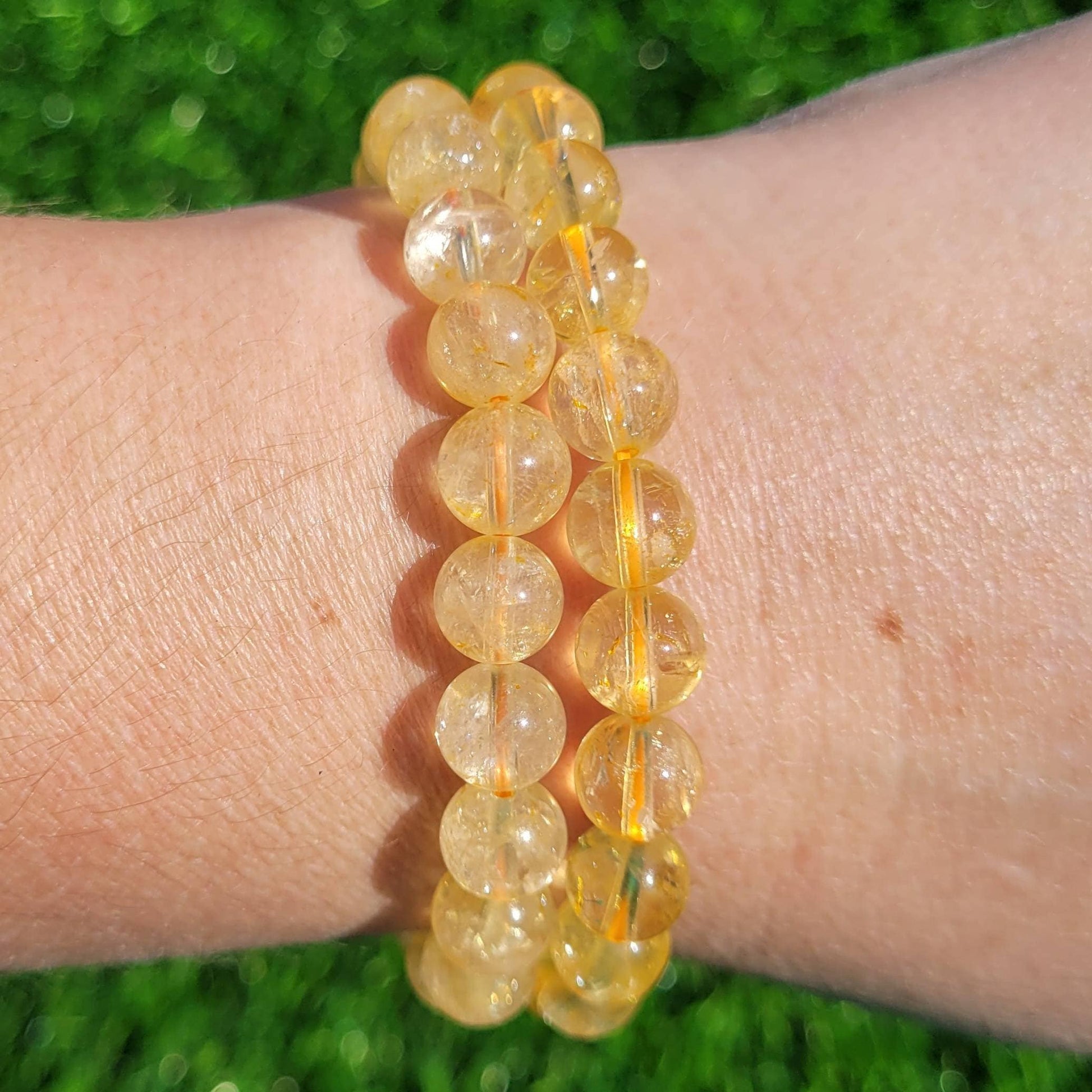 Golden Healer Round Crystal Beaded Stretch Bracelet 9mm