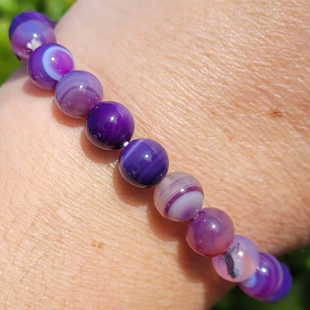Purple Agate Beaded Bracelet 
