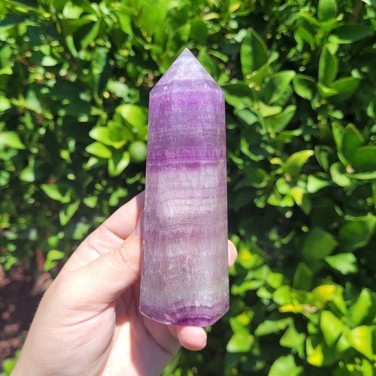Purple Silky Fluorite Tower, 4.8" 331 Grams