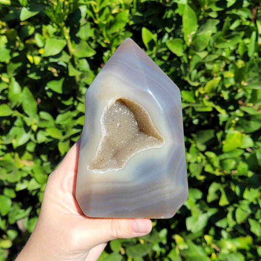 Large Druzy Agate Tower, 5.1" 499g