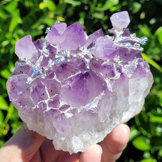 Amethyst Cluster with Flower