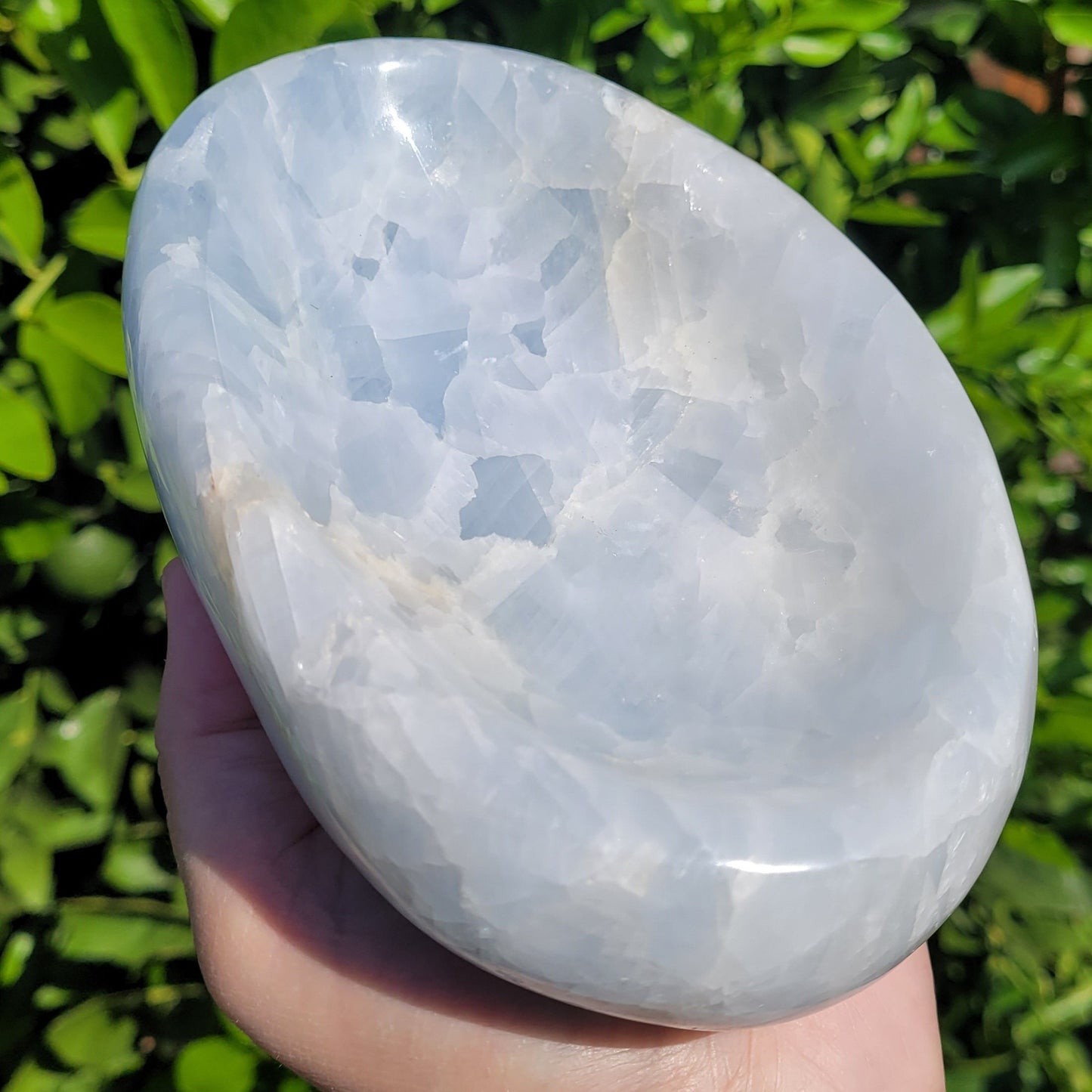 Oval Blue Calcite crystal Dish