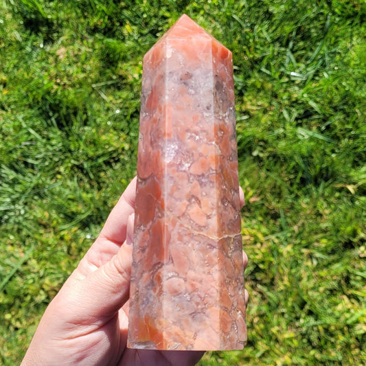 Pink Baby Agate Crystal Tower, 6.2" 499G